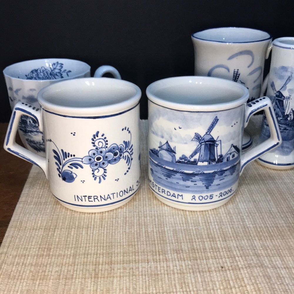 VTG Delft Blue Collectible Mugs Hand-painted